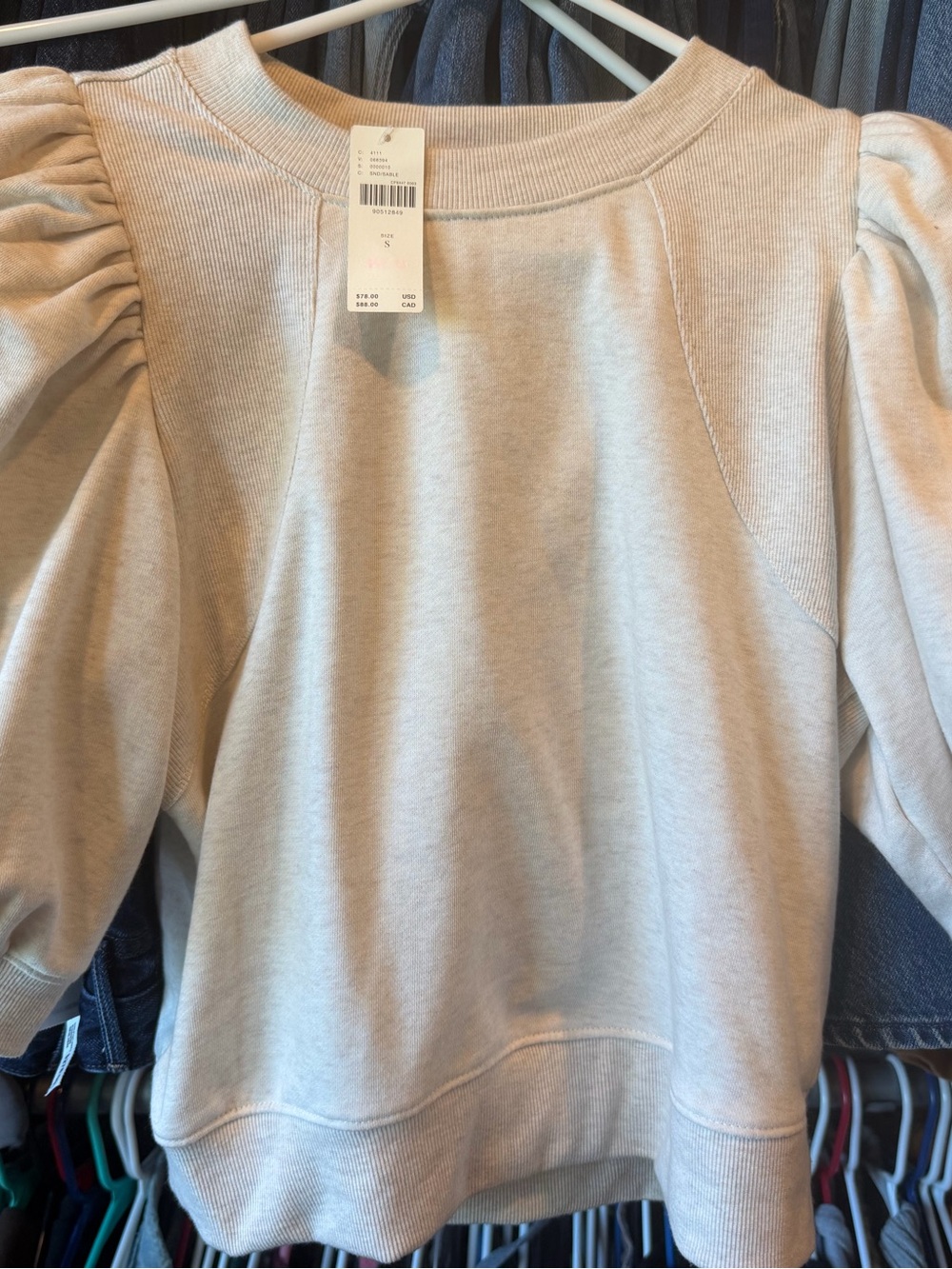 Maeve Puff Sleeve Sweatshirt, Small